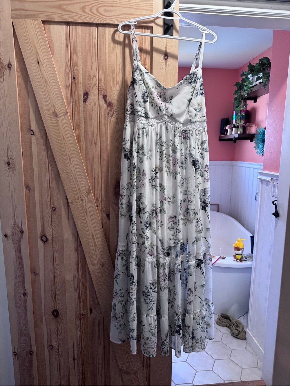 torrid Ivory Maxi Dress with Sage and Dusty Pink Floral Print